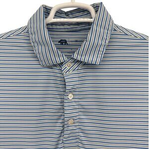 Onward Reserve Mens Performance Polo Shirt Blue White Stripe Bear Golf L